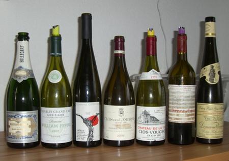 Champagne Grand Cru Blanc de Blancs vers 1990, Billecart-Salmon ; Chablis Grand Cru Les Clos 2001, Chablis Grand Cru, Chablis, William Fèvre ; Pinot Gris Grand Cru Muenchberg 